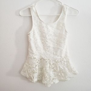 Lace Ribbon Back White Halter Dress Top